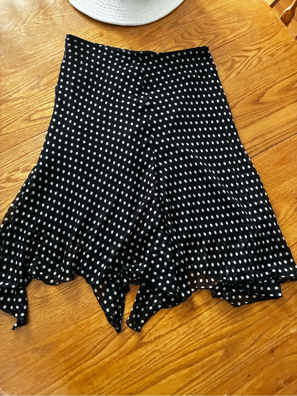 BCX Black Polka Dot Asymmetrical Handkerchief Hem Skirt small